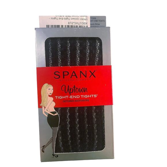 Spanx Uptown Tight End Tights - Tuxedo Stripe Black - Size A - Picture 1 of 3